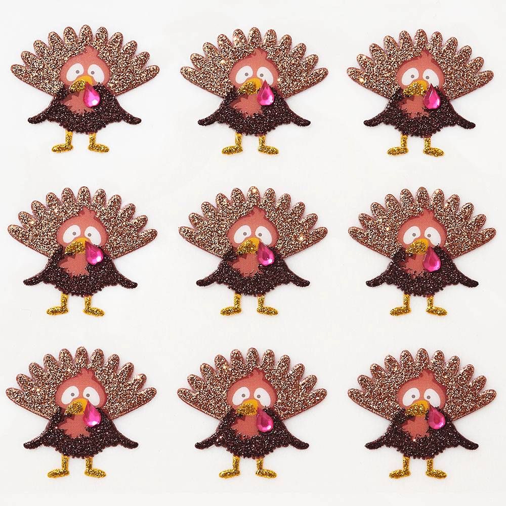 Glitter Turkey Stickers