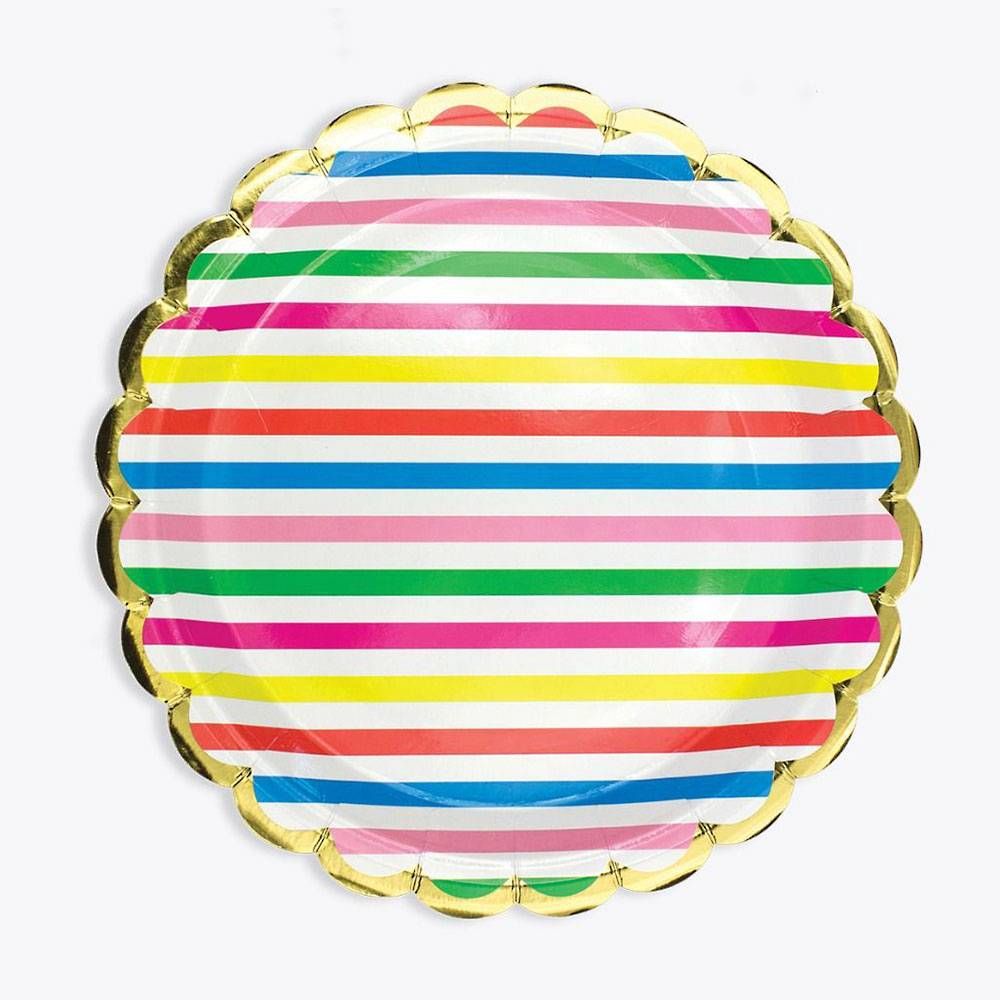 Colorful Stripe Scalloped Plates