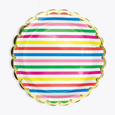 Colorful Stripe Scalloped Plates