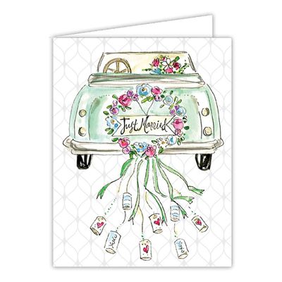 Glitter Just Married Wedding Card