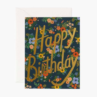 Navy Garden Birthday Card