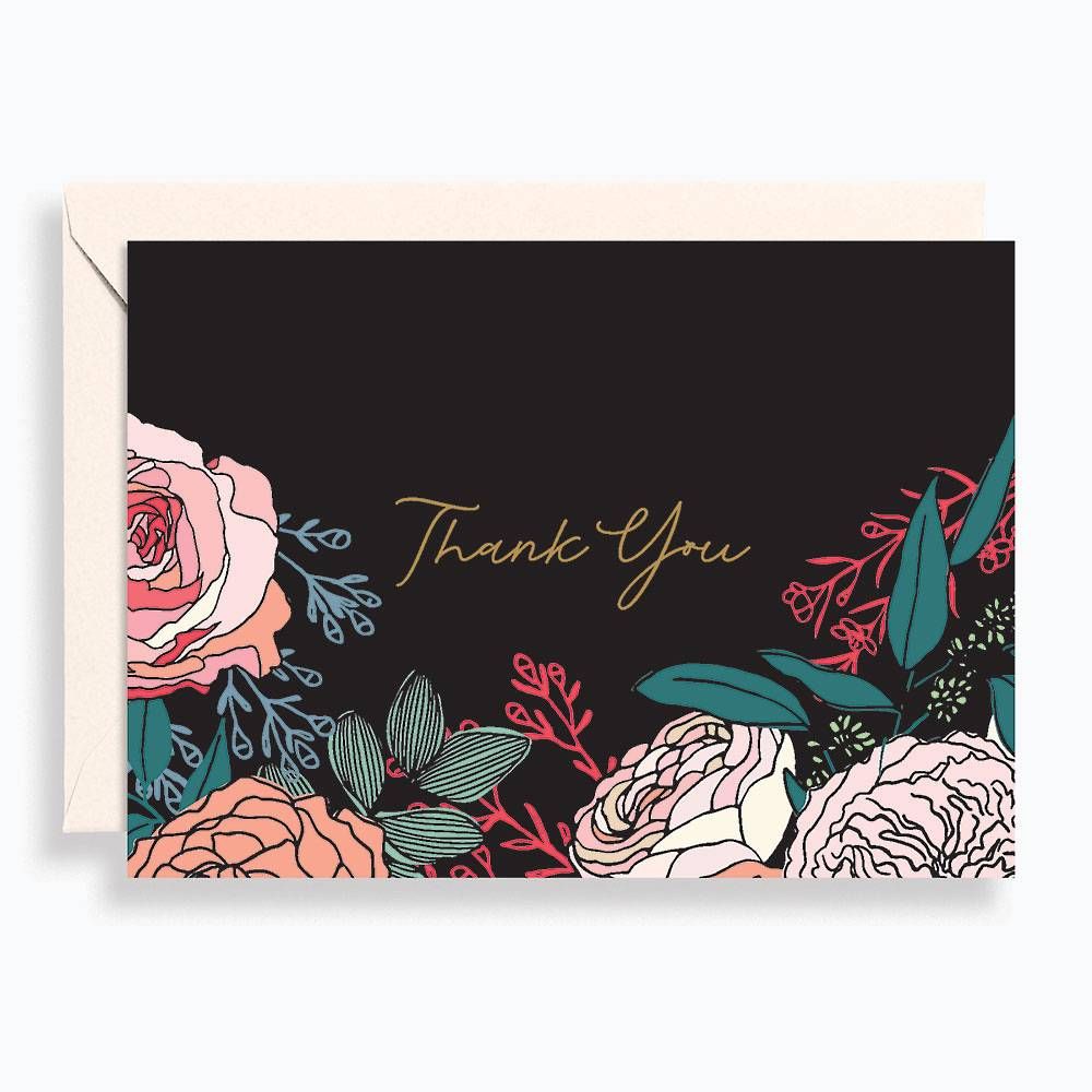 Dark Rose Thank You Card Set