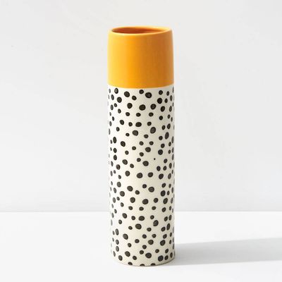Yellow Polka Dot Tall Vase