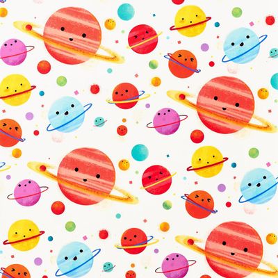 Happy Solar System Flat Wrap