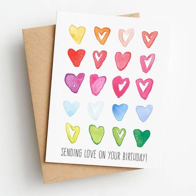 Sending Love Watercolor Birthday Card