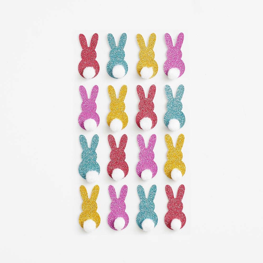 Glitter Bunny Pom Tail Stickers