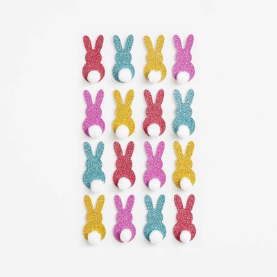 Glitter Bunny Pom Tail Stickers