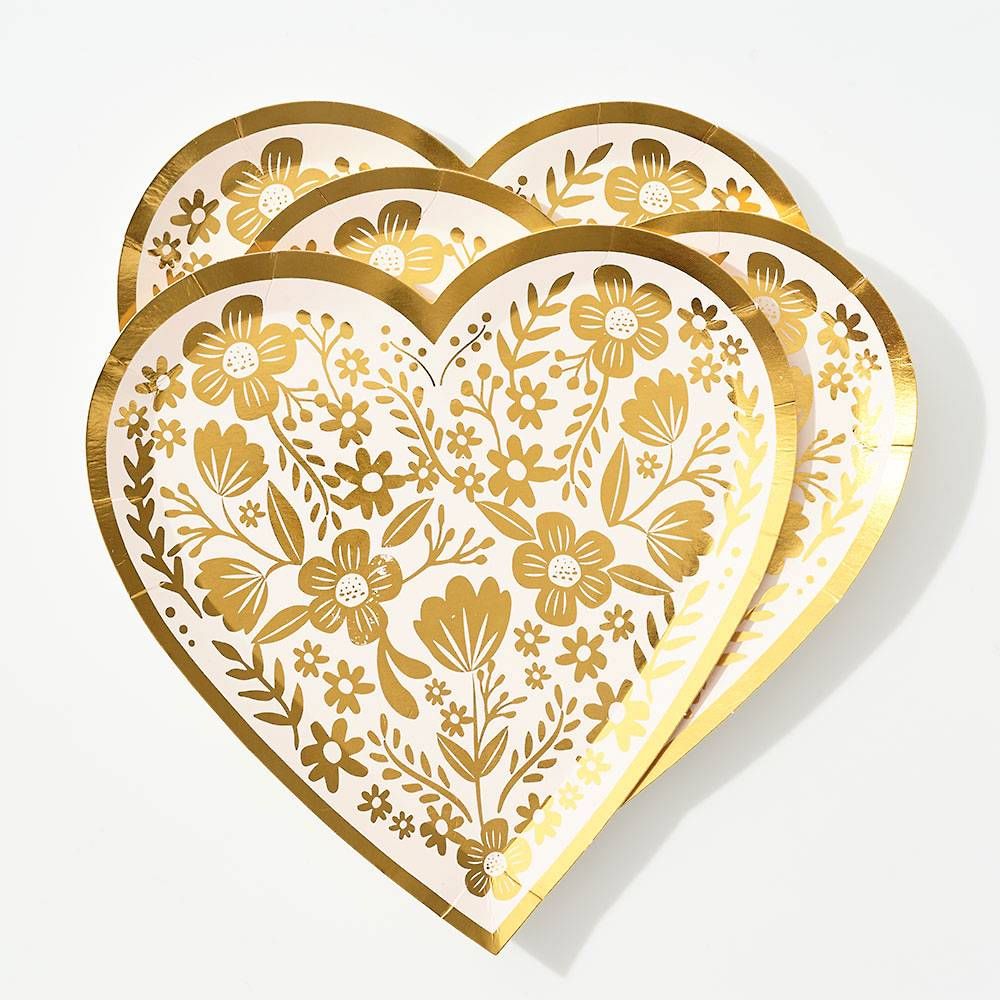 Blush & Gold Die Cut Heart Plate