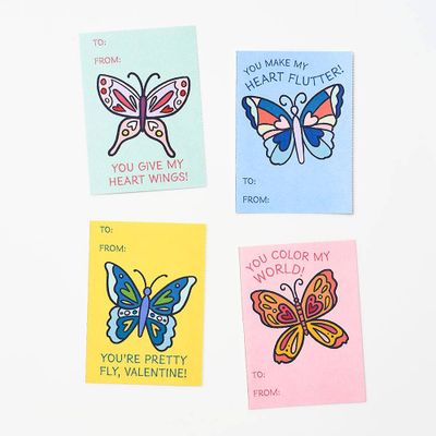 Butterfly Coloring Valentine Card Set