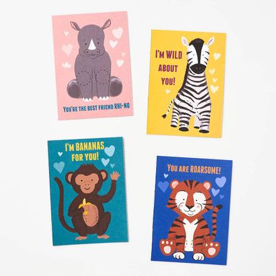 Wild Jungle Finger Puppet Valentine Card Set