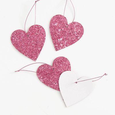Pink Glitter Heart Gift Tags