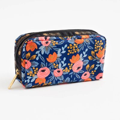 Navy Floral Cosmetic Bag