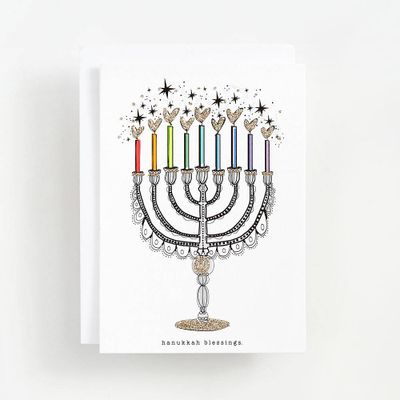 Specialty Glitter Menorah Hanukkah Card