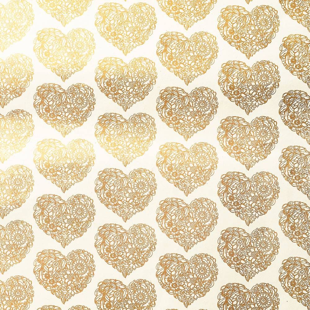 Gold Foil Hearts Flat Wrap