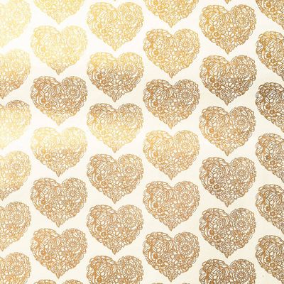 Gold Foil Hearts Flat Wrap