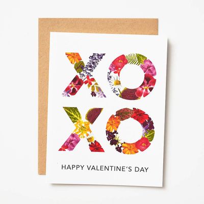 Floral XOXO Valentine Card