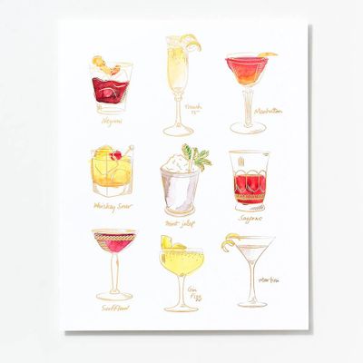 Cocktail Menu Foil Art Print