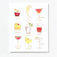 Cocktail Menu Foil Art Print