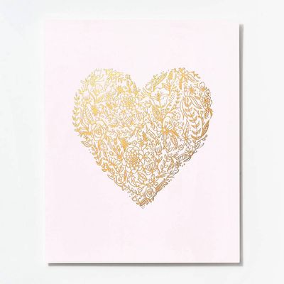 Gold Foil Hearts Art Print