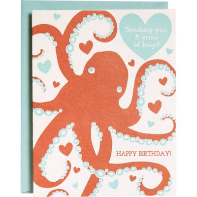 Letterpress Octopus Birthday Card