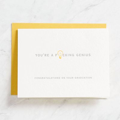 F*ing Genius Letterpress Graduation Card