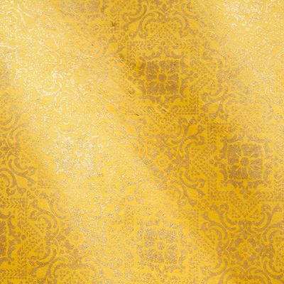 Gold Damask on Yellow Handmade Paper