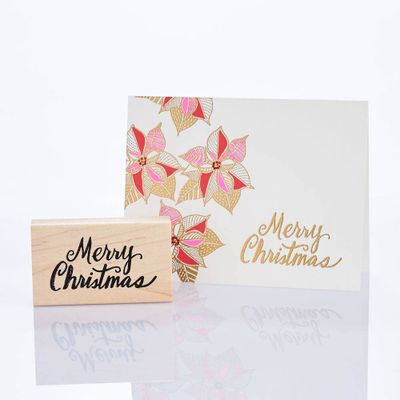 Merry Christmas Brush Script Rubber Stamp