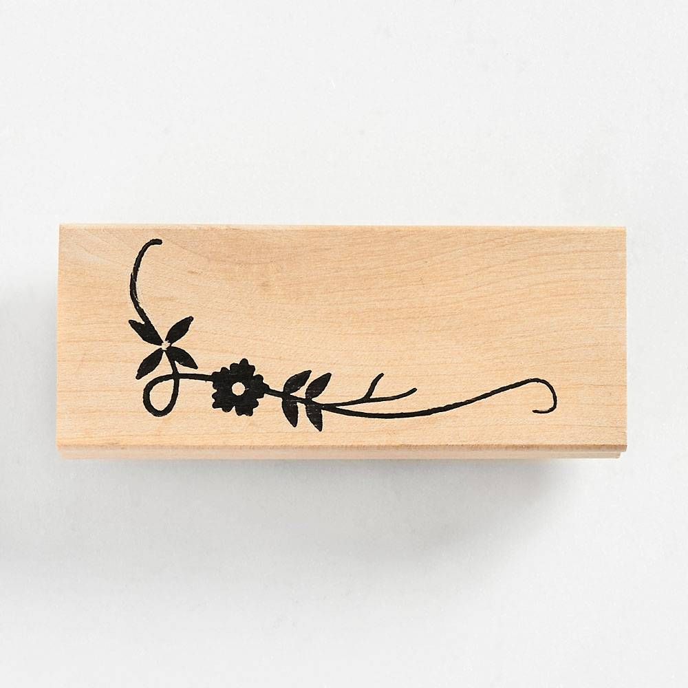 Corner Floral with Vine Rubber Stamp