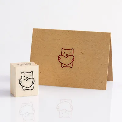 Bear with Heart Rubber Stamp