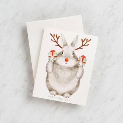 Bunny with Antlers Holiday Card