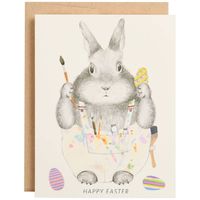 Bunny with Paintbrushes Easter Card