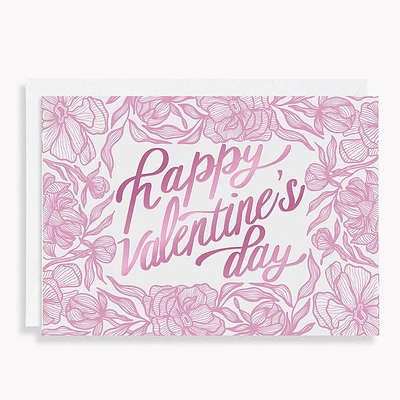 Floral Border Valentine's Day Card