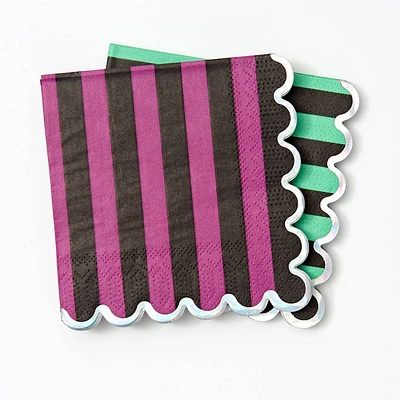 Green and Purple Dual Stripe Napkins