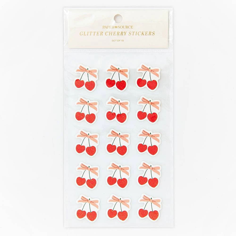 Chunky Glitter Cherry Stickers