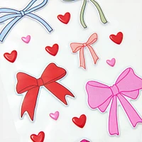 Flocked Velvet Bow & Heart Stickers