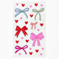 Flocked Velvet Bow & Heart Stickers