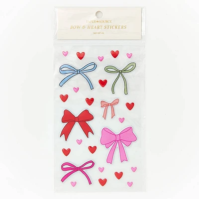 Flocked Velvet Bow & Heart Stickers