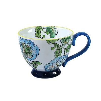 Blue Hand-Painted Floral Mug