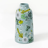 Blue Hand Painted Floral Vase