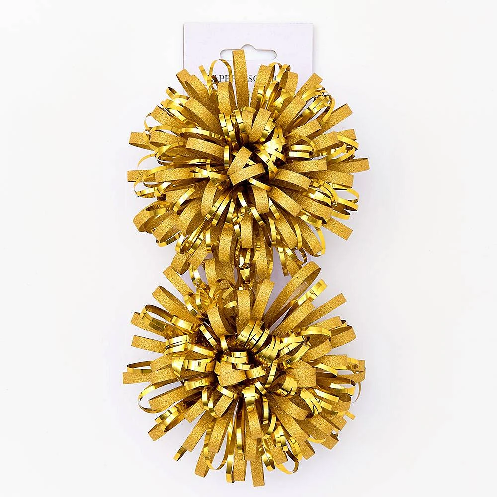 Gold Pom Pom Bow Set