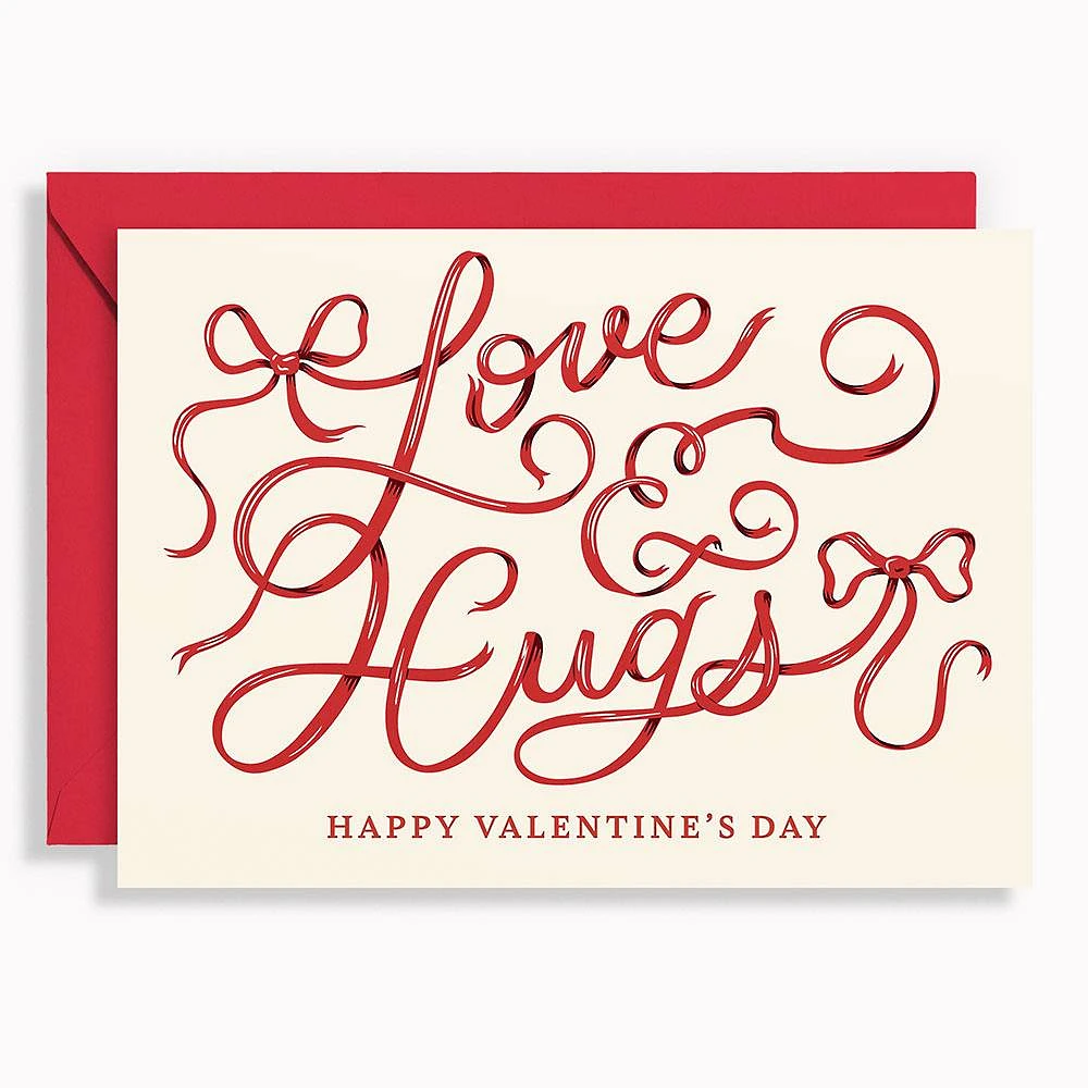 Love and Hugs Ribbon Valentine's Day Card