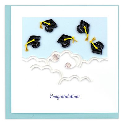 Quilling Flying Caps Graduation Card