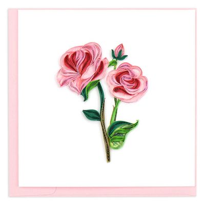 Quilling Pink Roses Greeting Card