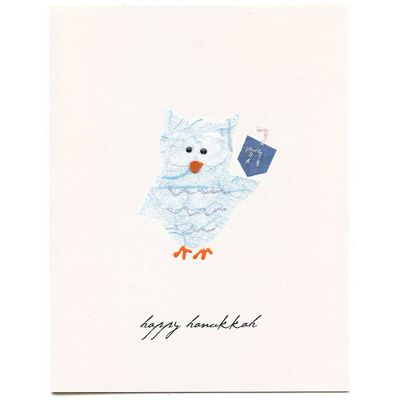 Owl Dreidel Hanukkah Card