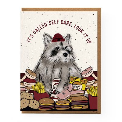 Self Care Raccoon Greeting Card