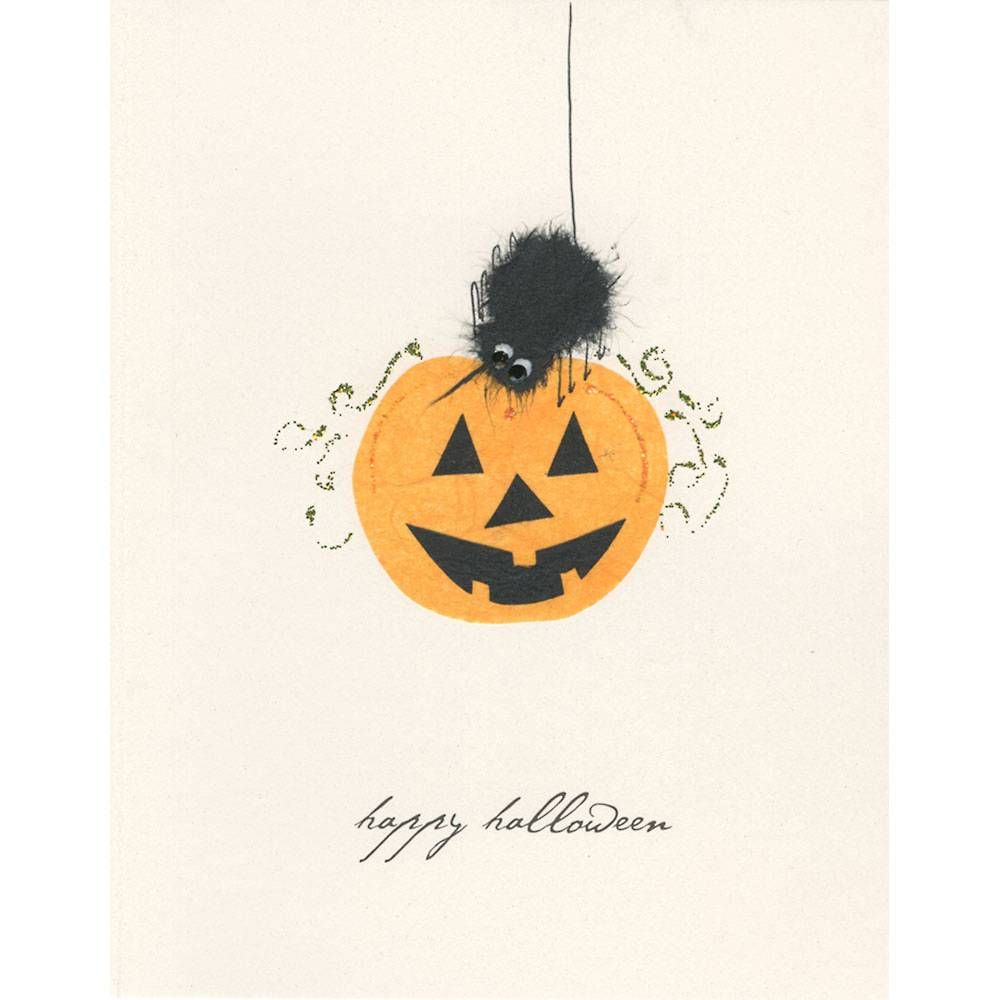 Spider On Pumpkin Halloween Card