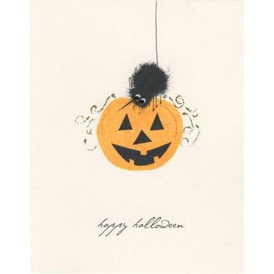 Spider On Pumpkin Halloween Card
