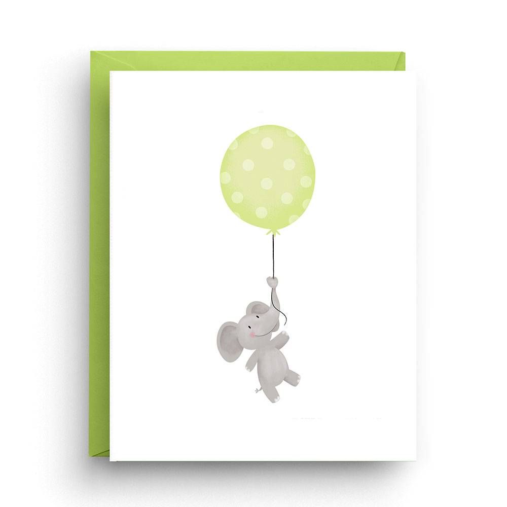 Green Elephant Baby Card