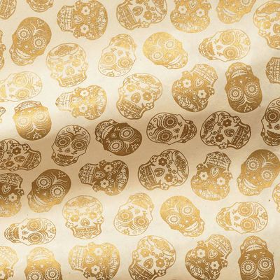 Gold Sugar Skulls On Cream Handmade Paper