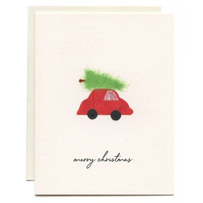 Red Car & Tree Christmas Card